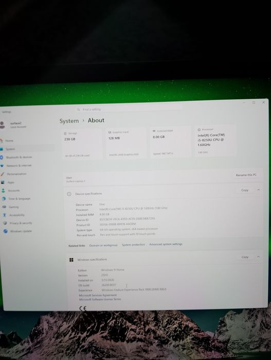 Noutbuk Surface laptop2 core i5
