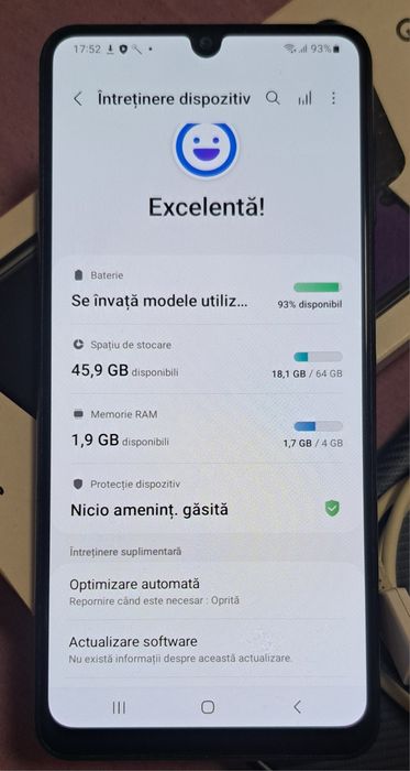 Samsung A22, de 64/4 Gb, fara probleme, cu accesorii: cutie, 2 huse