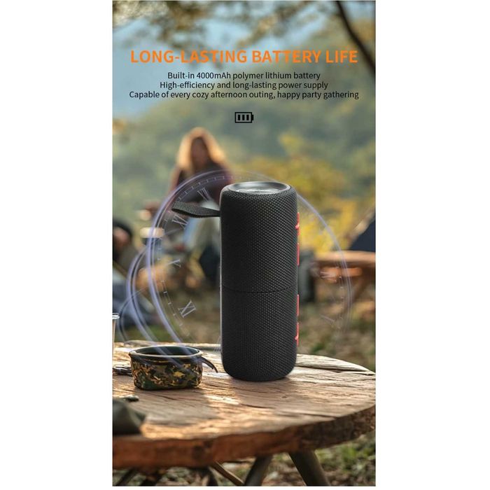 Boxa wireless portabila 20W cu Bluetooth 5.3,  15 ore si lumini LED