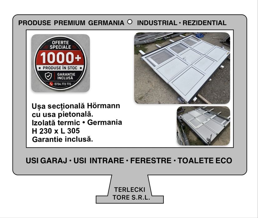 USA SECTIONALA INDUSTRIALA Hormann poarta  H 230 x L 306  Garantie