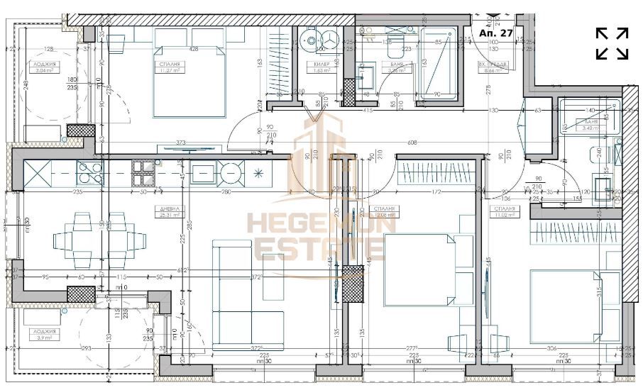 Продава се Четиристаен апартамент в Варна, Младост 2 - 121 кв.м за 1174 €/кв.м - Снимка #3