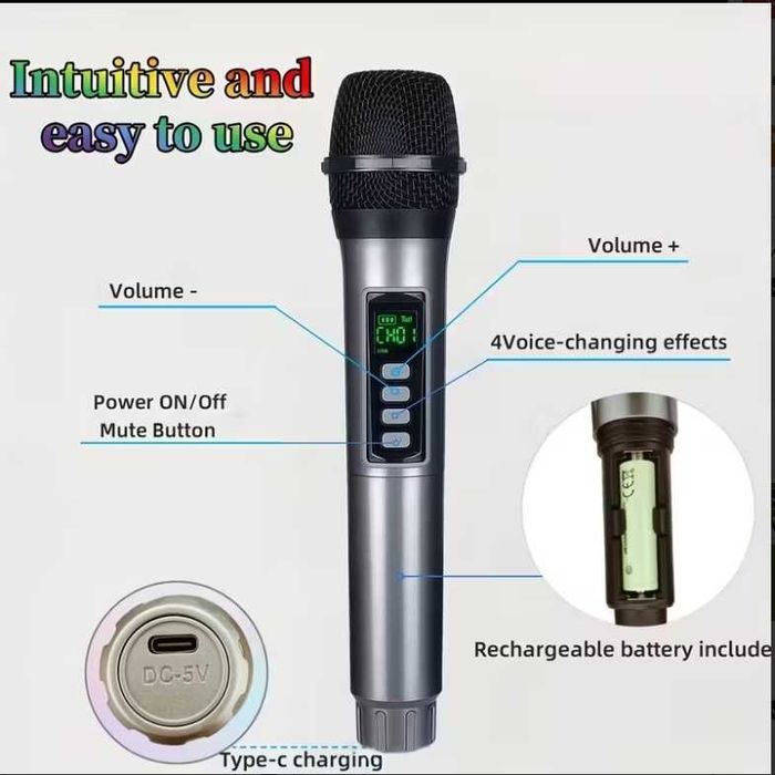 Безжичен микрофон с USB зареждане