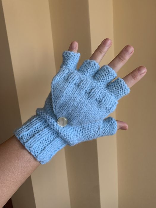 Ръчно плетени дамски ръкавици с капаче без пръсти За момичета или жени