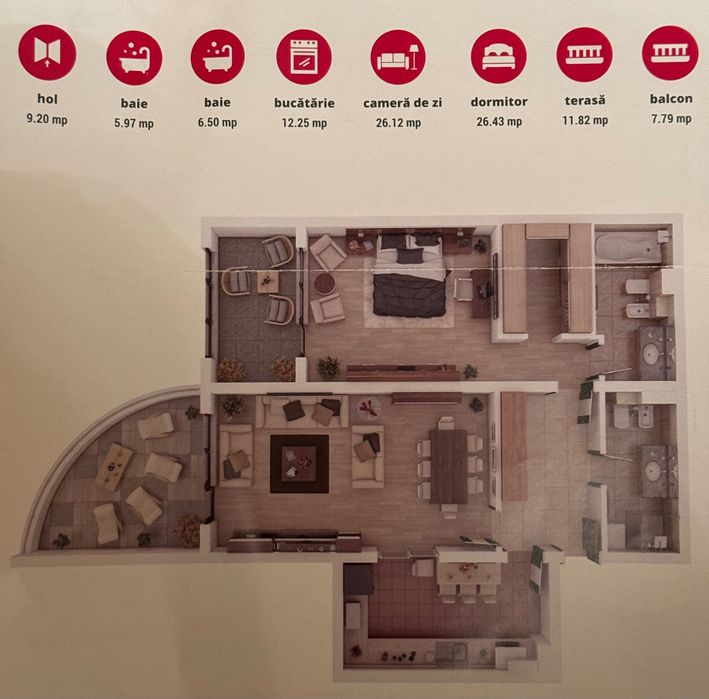 Apartament spatios cu 2 camere in complexul rezidential Isaran bloc 2