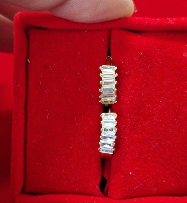 GP60, cercei placati aur 18k,incuietoare sigura, zirconii albe/tuquaz