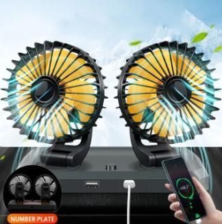 Вентилатор за кола 12V-24V 360 регулируема двойна глава USB зарядно ус