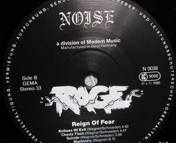 cadou rar vinil Rage 1986(ex-Avenger) Reign Of Fear-1stEd.Germany
