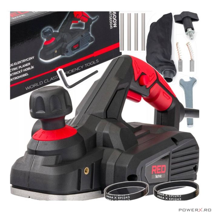 RTSE0041 Rindea electrica 1600W aparat masina rindeluit de mana, Red