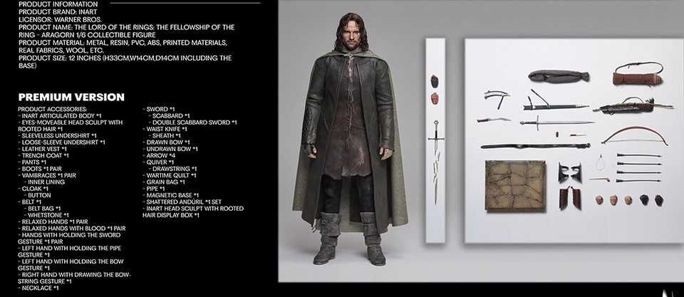 Figurina INART Premium Version Aragorn 1/6 Lord of the Rings