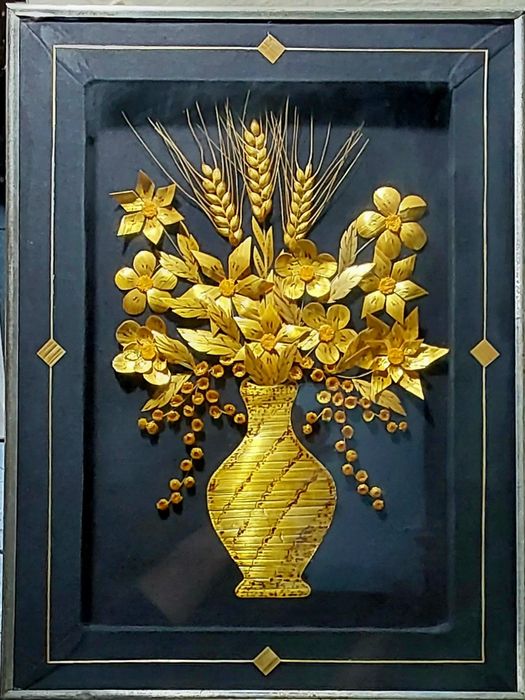 Белорусская картина из соломки середины прошлого века.