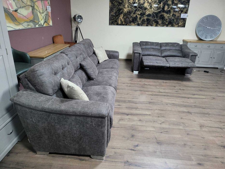 Кафяв комплект дивани от плат четворка и двойка La-z-boy