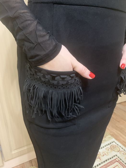 Сарафан черный замшевый