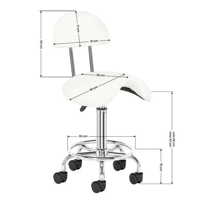 Козметичен/фризьорски стол - табуретка с облегалка AS-6001- 49/62 см