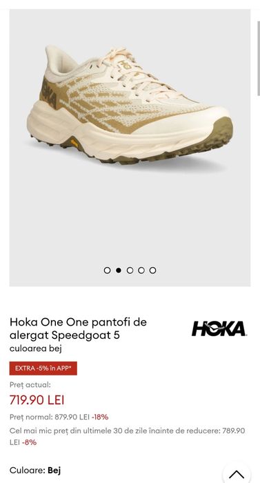 HOKA One One Speedgoat 5 pantofi Noi sport alergat culoarea bej 42 2/3
