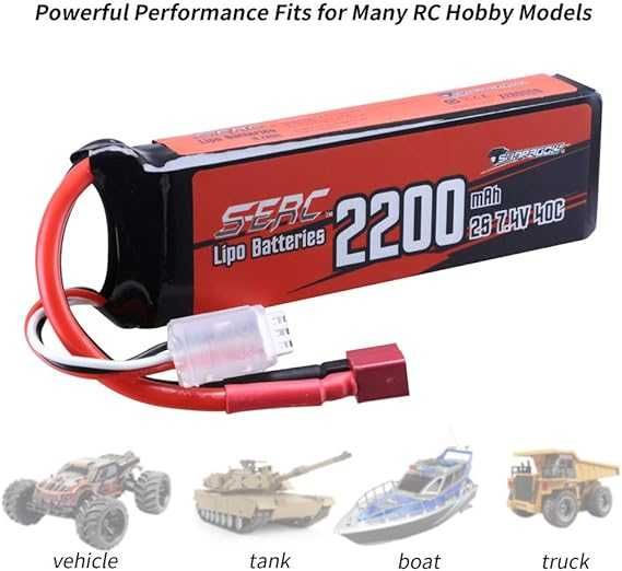 SUNPADOW 7.4V 2S Lipo батерия 40C 2200mAh  за RC превозни средства