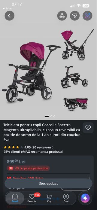 Vand tricicleta coccolle spectra plus