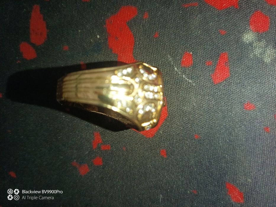 Ghiul mare placat cu aur 14 k  pt barbati  cu pietre zirconiu