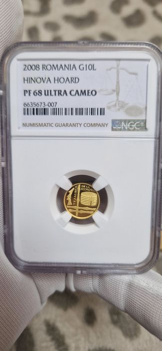 Moneda 10 lei 2008- Tezaurul de la  Hinova-  AUR