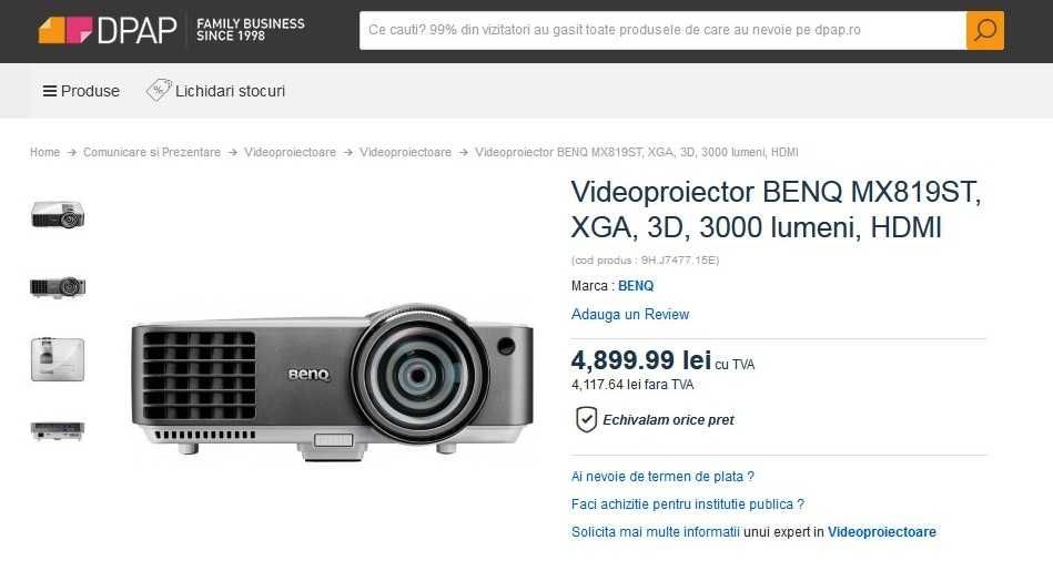 videoproiectoare BenQ MX815, MW820, MX819