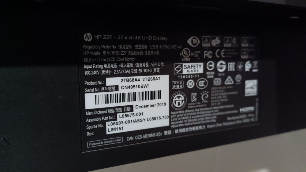 Монитор HP Z27 4K UHD Display