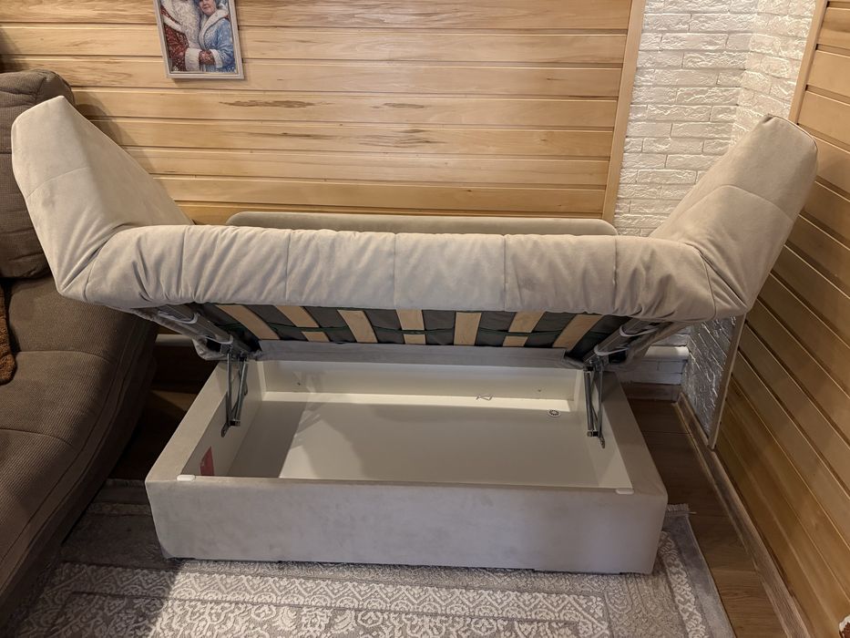 Диван Askona Lily Лили, 185х60 см, обивка микровелюр, кремовый