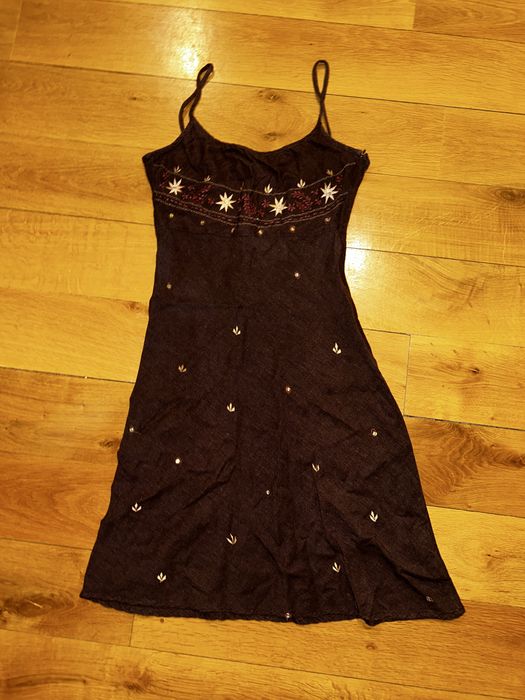 90s кафява рокля от лен