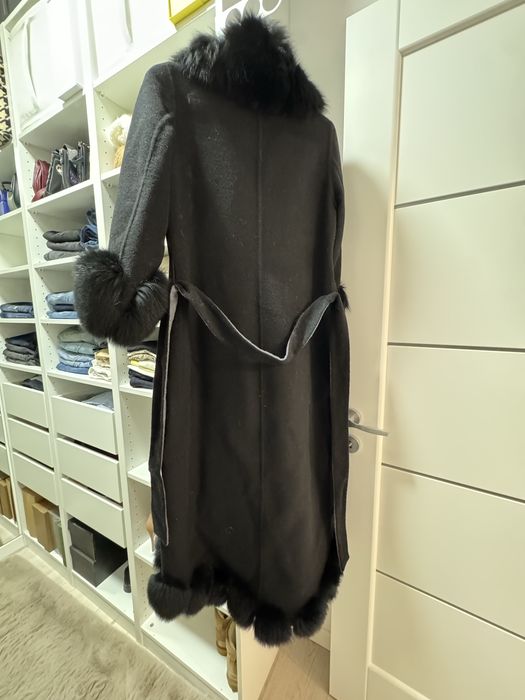 Palton lana cu blana naturala