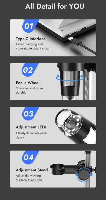 Микроскоп дигитален 10.92 см 10-1000X