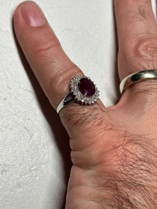 INEL AUR alb 18K + RUBIN = 2.50ct + 42 Diamante = 0.40ct - Vintage !