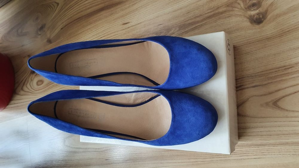 Pantofi piele albastru regal