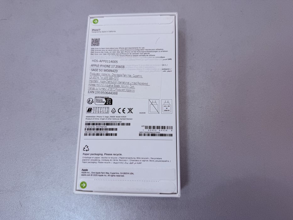 Iphone 17, 256 gb, Sage, nou la cutie