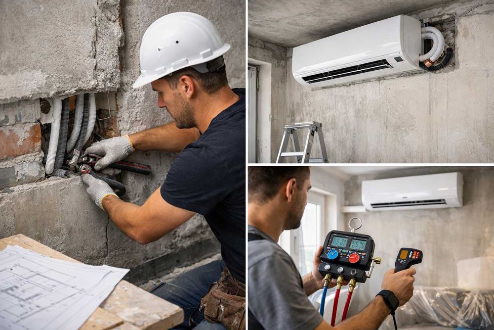 Установка кондиционера во время ремонта