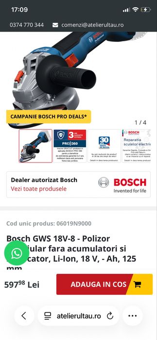 Polizor Unghiular Bosch GWS 8 18v