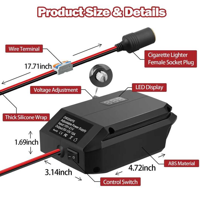 Încărcător Panasonic DMW-BLE9 DMW-BLG10E, Convertor  18V la 12V  Bosch
