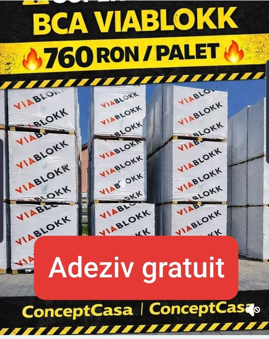 BCA Viablokk  760ron/palet +1 sac de adeziv gratuit/palet