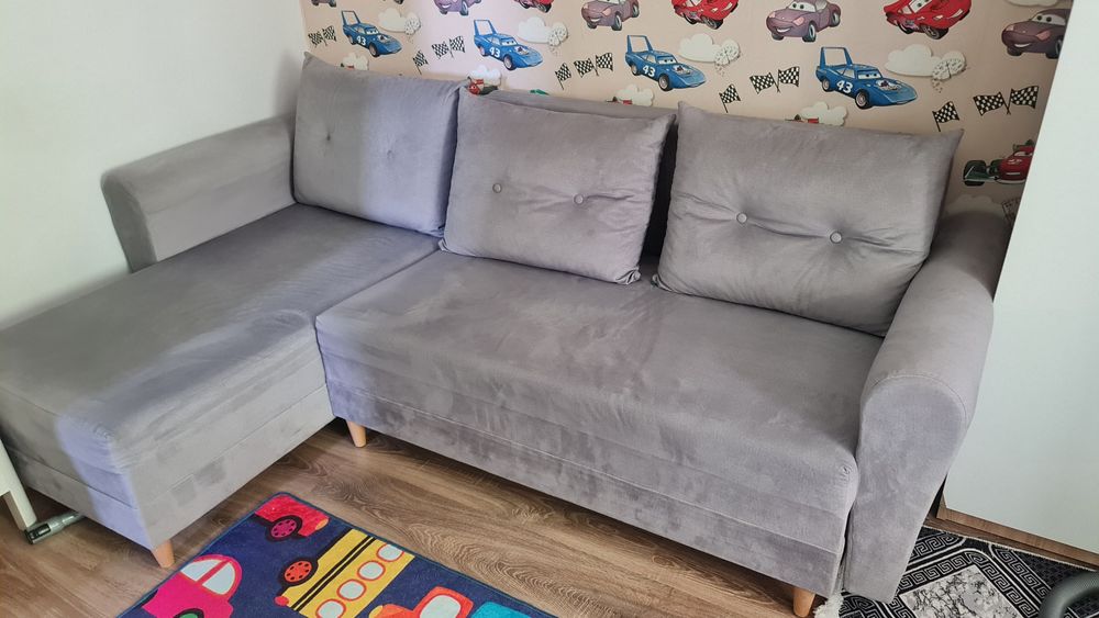 Coltar extensibil gri deschis catifea