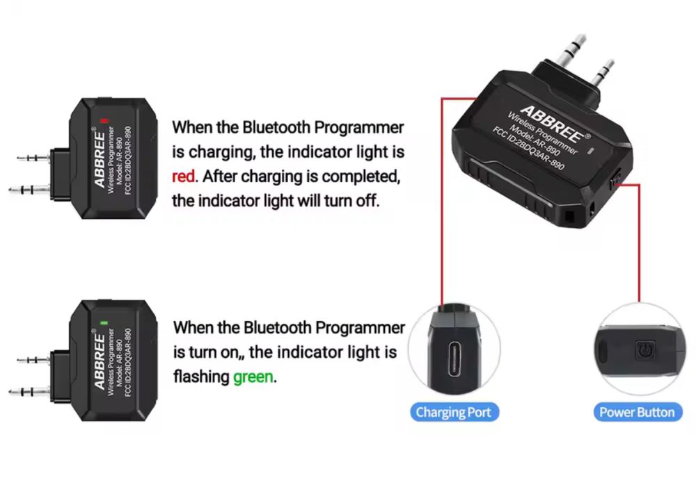 Programator bluetooth Abbree pentru statii radio Baofeng si Quansheng