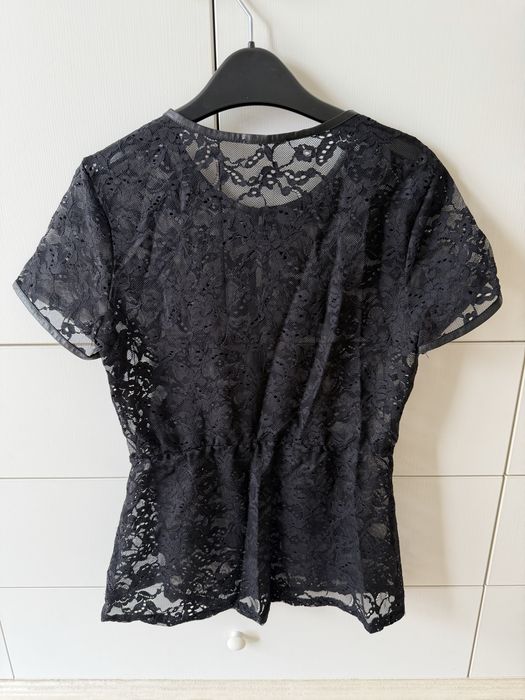 Intimissimi – черен дантелен топ с еко кожа