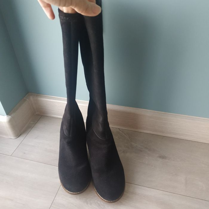 Сапоги замша, черные размер 36-37