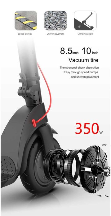 НОВА! - Електрическа тротинетка X7 черен 350W 8.5″ 6.4Ah Panasonic изваждаема батерия