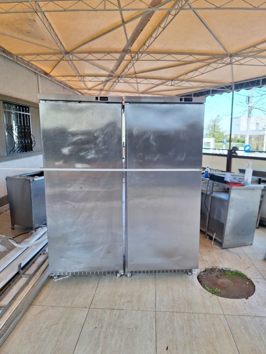 Frigider profesional inox cu una si doua usi Masa rece Ghiuveta dubla spalator Masa inox  reclama led Vitrină calda  Vitrină rece Cuțit electric