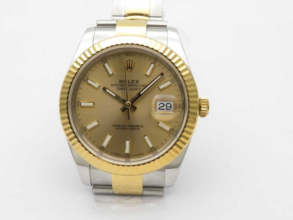 Rolex Datejust 41mm Жълто Злато Флутиран Безел Златен Циферблат Oyster – реални снимки