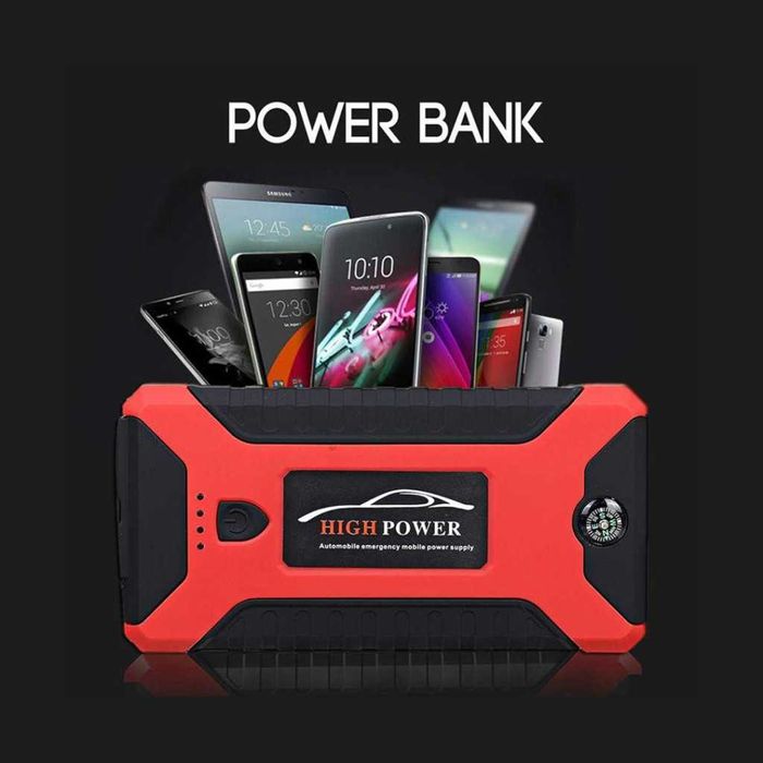 Мощен мултифункционален стартер с компресор и USB