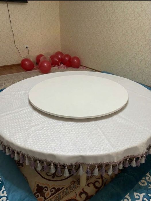 Жер дөңгелек стол прокатка (жаңа, айналмалы затымен + дастархан)