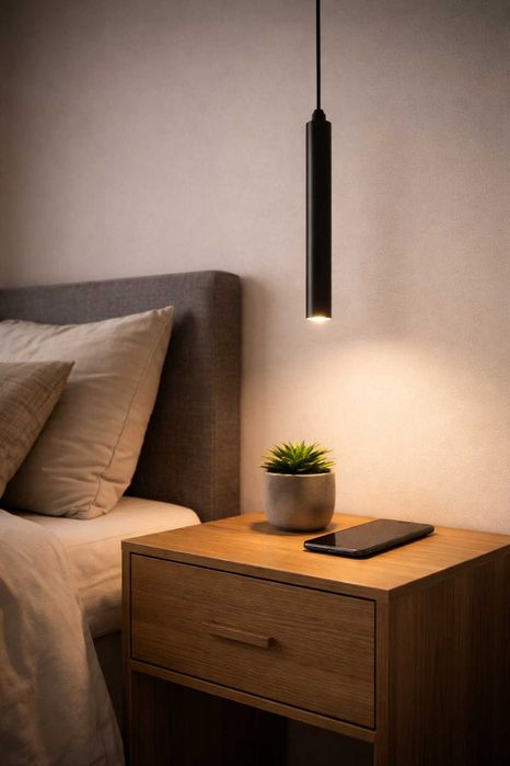 Set 2 pendule LED negre – design modern, iluminat cald