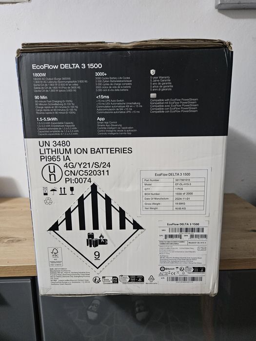 Stație de alimentare EcoFlow Delta 3
1.536 Wh, Argintiu/Negru