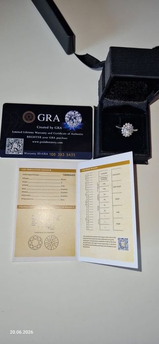 Inel Argint 925 cu Moissanit (Testat Pozitiv / Certificat GRA)