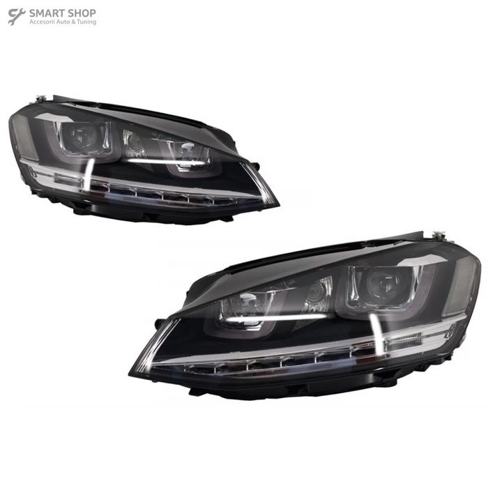 Faruri 3D LED compatibil cu VW Golf VII (2012-2017) R-Line LED Semnalizare Dinamica