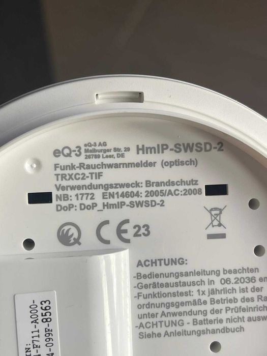 Detector de fum Homematic IP cu etichetă Q