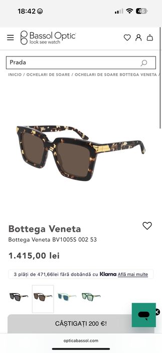 Ochelari dama originali Bottega Veneta ca noi ! 10/10